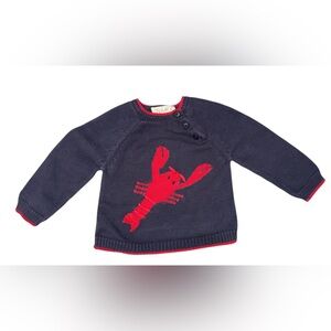 Zubels Navy Sweater with Red Lobster Design 12 months